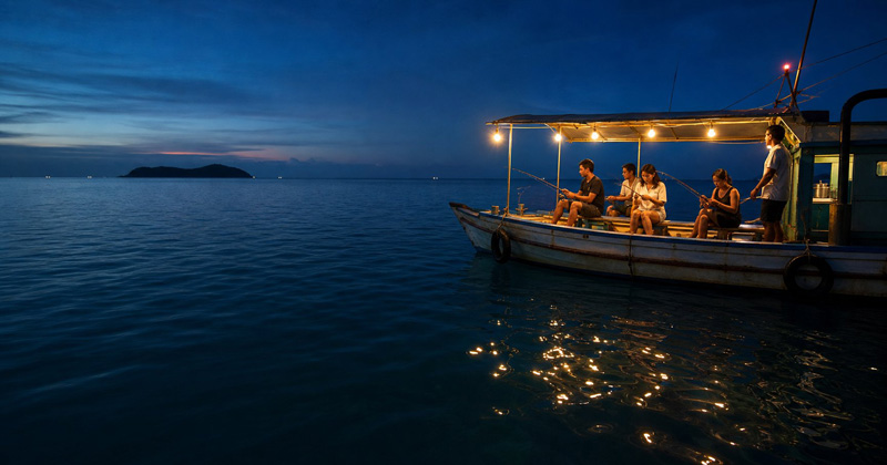 squid fishing at night