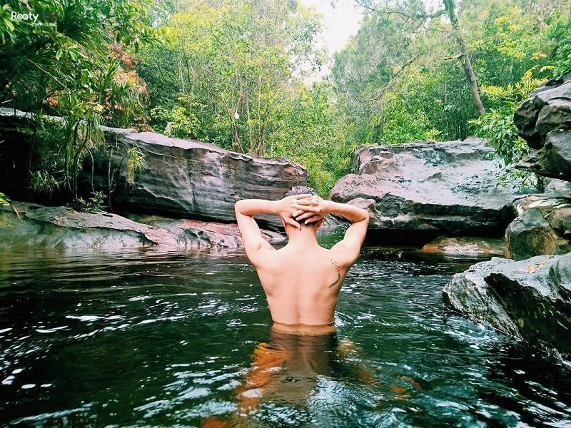 shower in waterfall